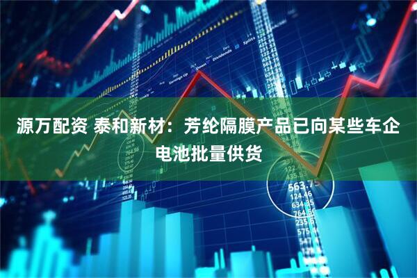 源万配资 泰和新材：芳纶隔膜产品已向某些车企电池批量供货